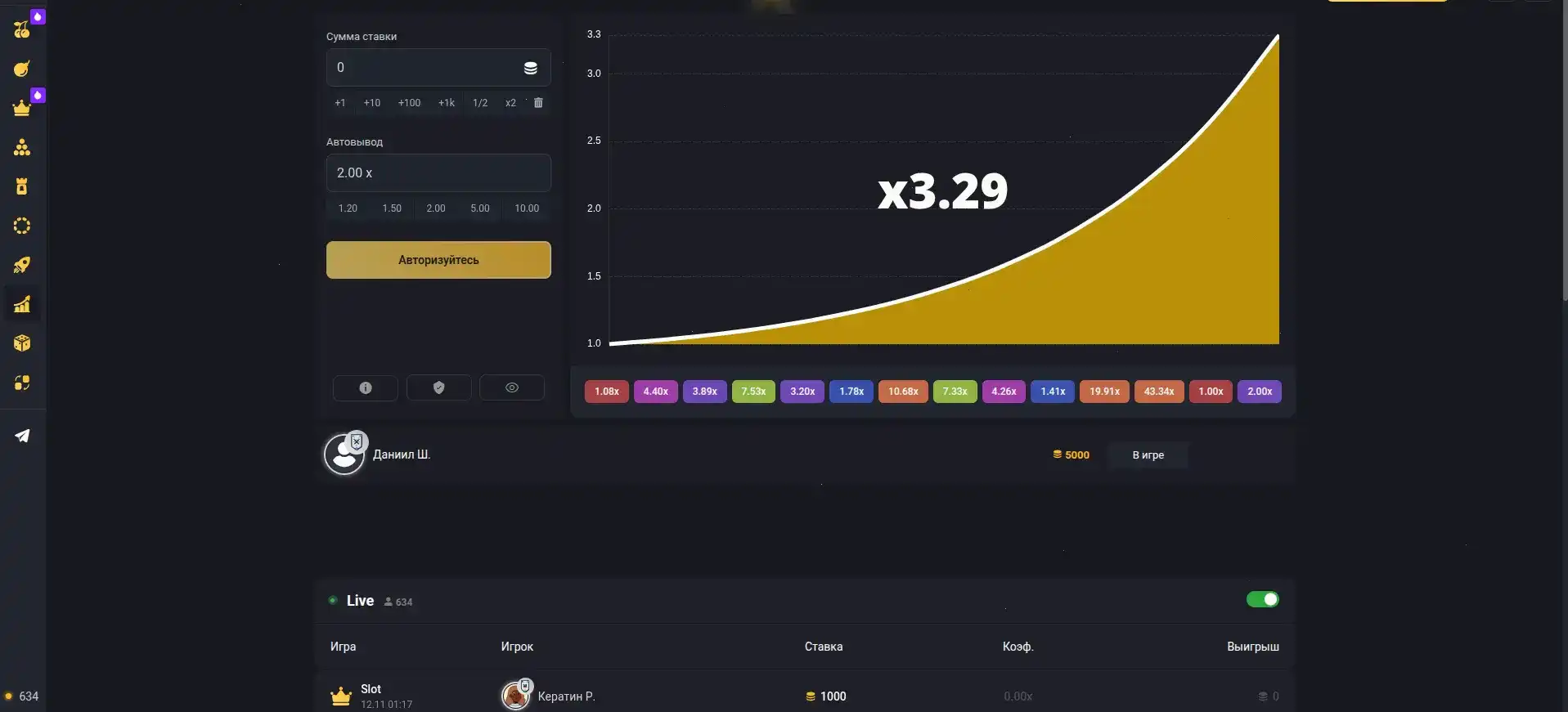 Мобильная версия Анлим казино на экране смартфона